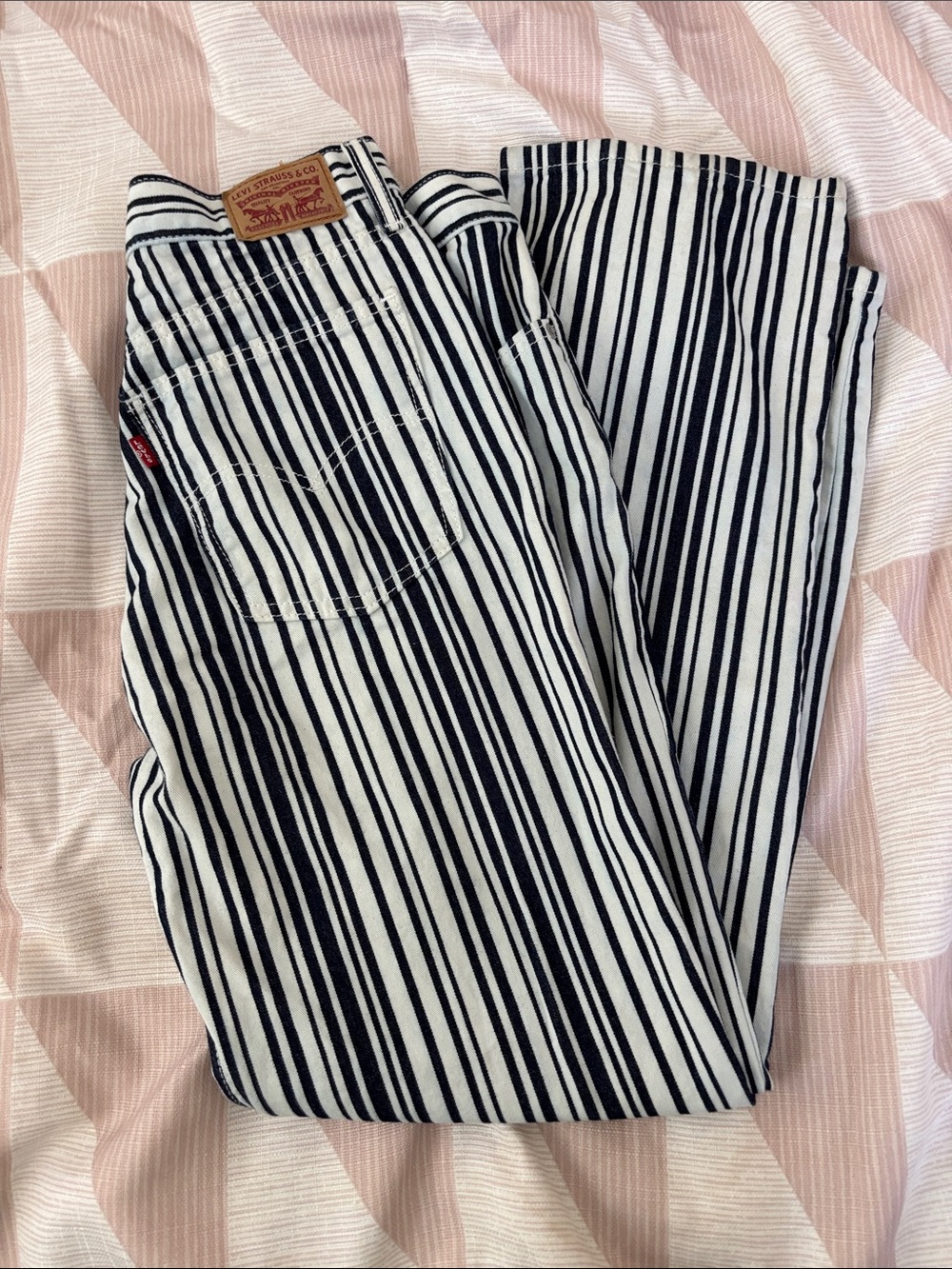 Levi's Black & White Striped Denim Pants